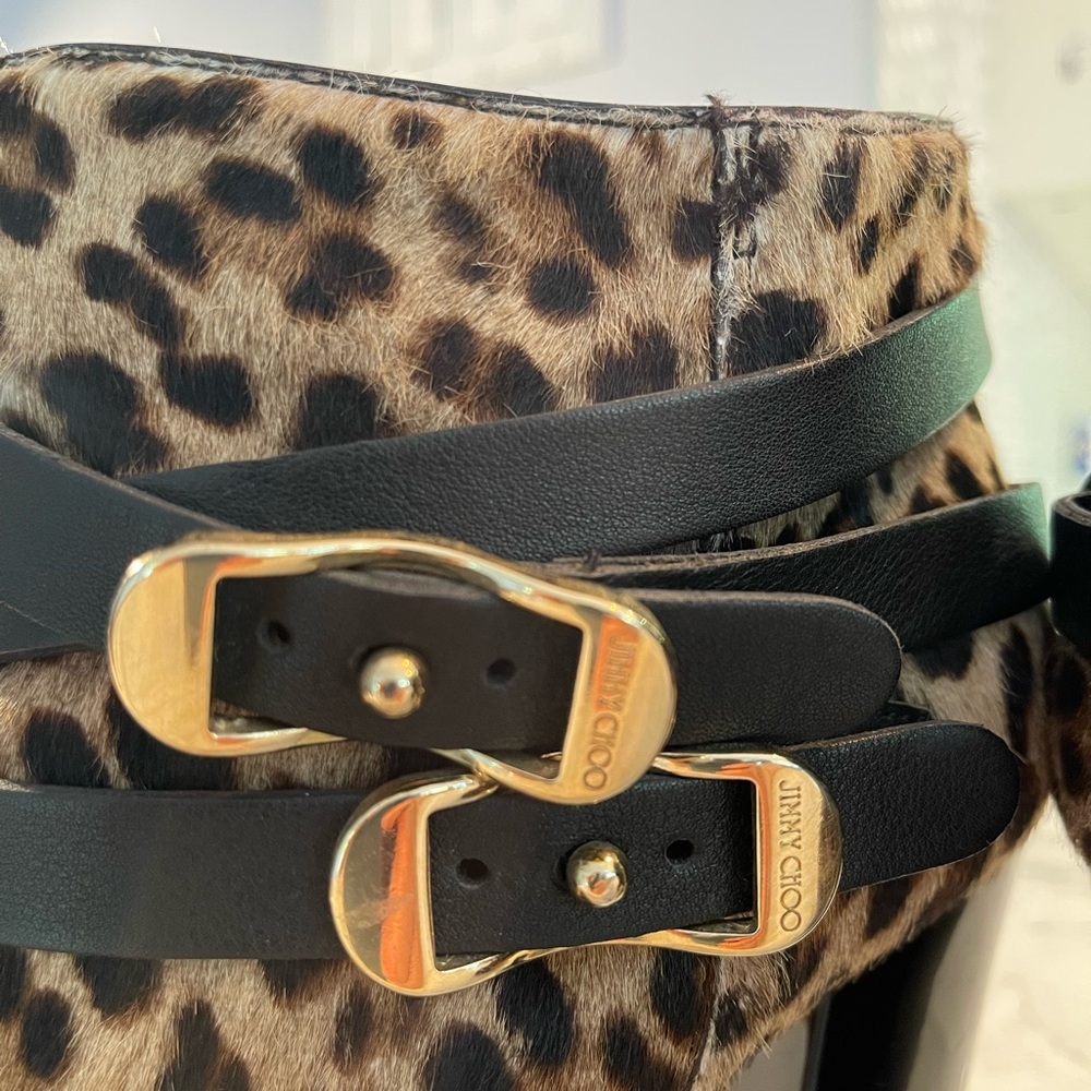 JIMMY CHOO Boots Ponyhair Animal Print Womens Size 40 /Us7.5-8 - Picture 6 of 10
